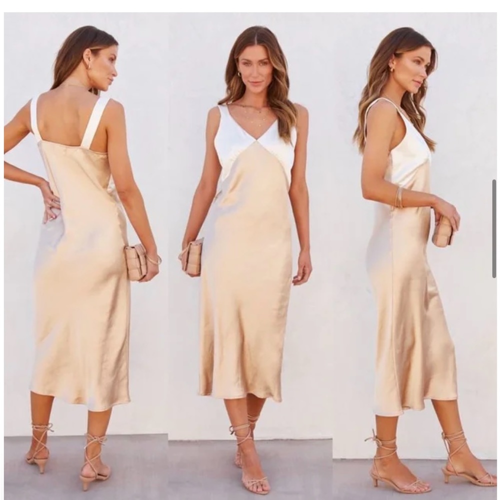 Two tone midi slip dress size small NWT